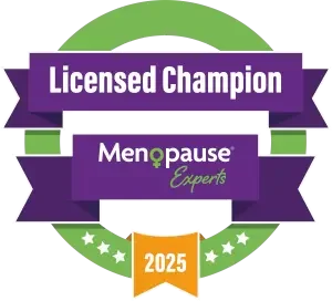 Menopause Experts 2025 Licensed Champion badge
